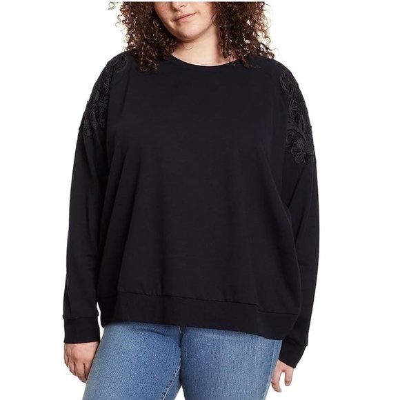 NWT Gloria Vanderbilt Women’s Pullover Lace Soft Sweatshirt Size M $65 8D208 - Picture 2 of 4